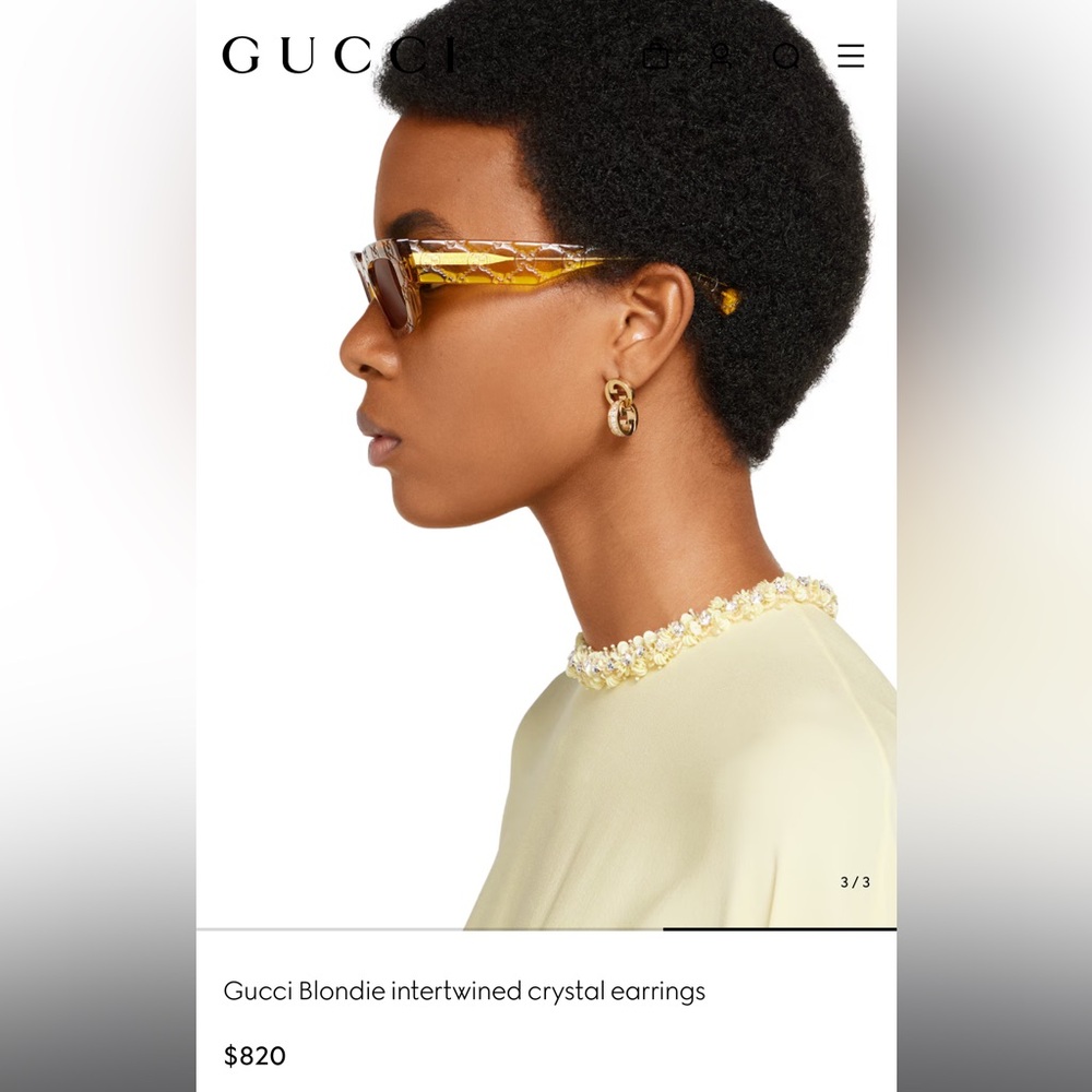 Gucci Blondie Intertwined Gold Crystal Earrings - Picture 4 of 7